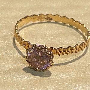 18K Saudi Gold Rosequartz Stones Size 7